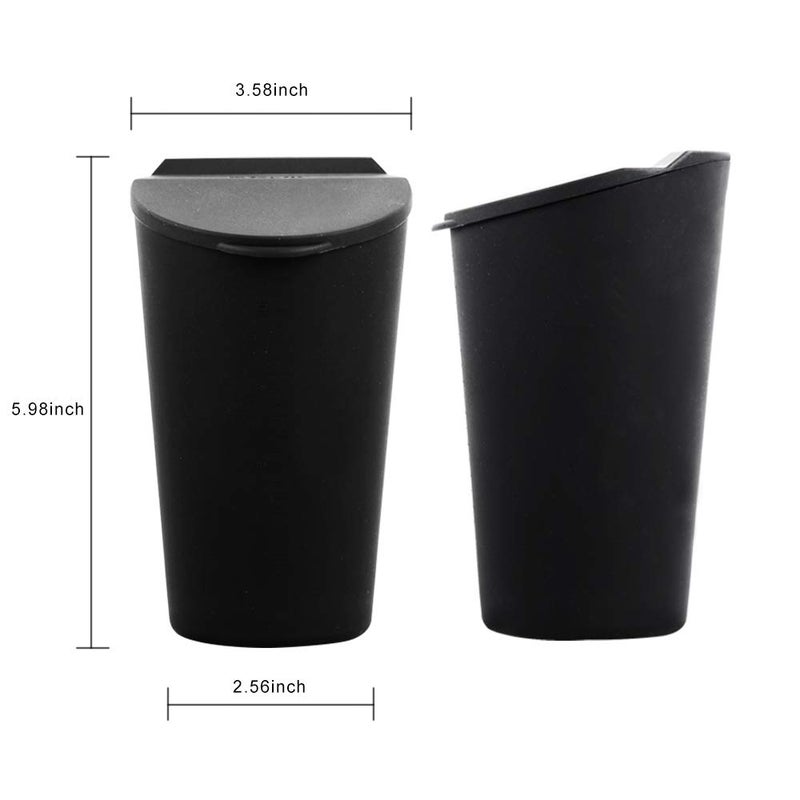 ThinSGO Silicone Trash Can with Lid - Car Cup Holder Trash Bin for Auto, Home, Office (Black) - Image 2